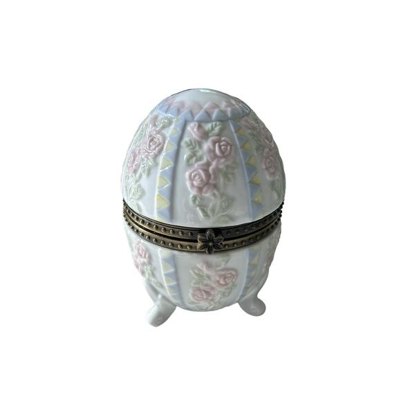Croquette Shabby‎ Chic 4 Piece Decor Set Frame Music Box Egg Trinket Dish - Picture 5 of 8